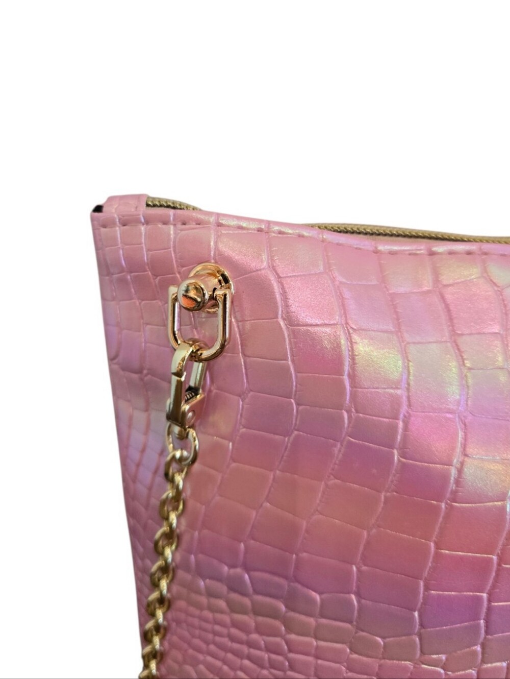 Juicy Couture Metallic Iridescent Pink Converted Makeup Crossbody Bag - Picture 10 of 11